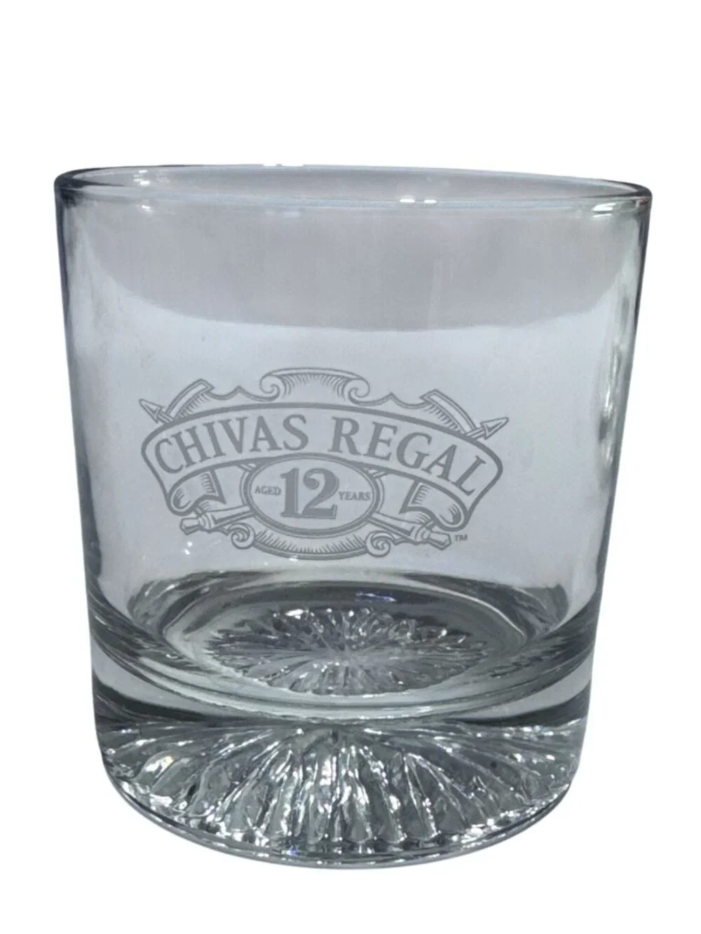 Chivas Regal 12 Year Old Whiskey Glass Set Of 2 Crystal Clear Heavy Base